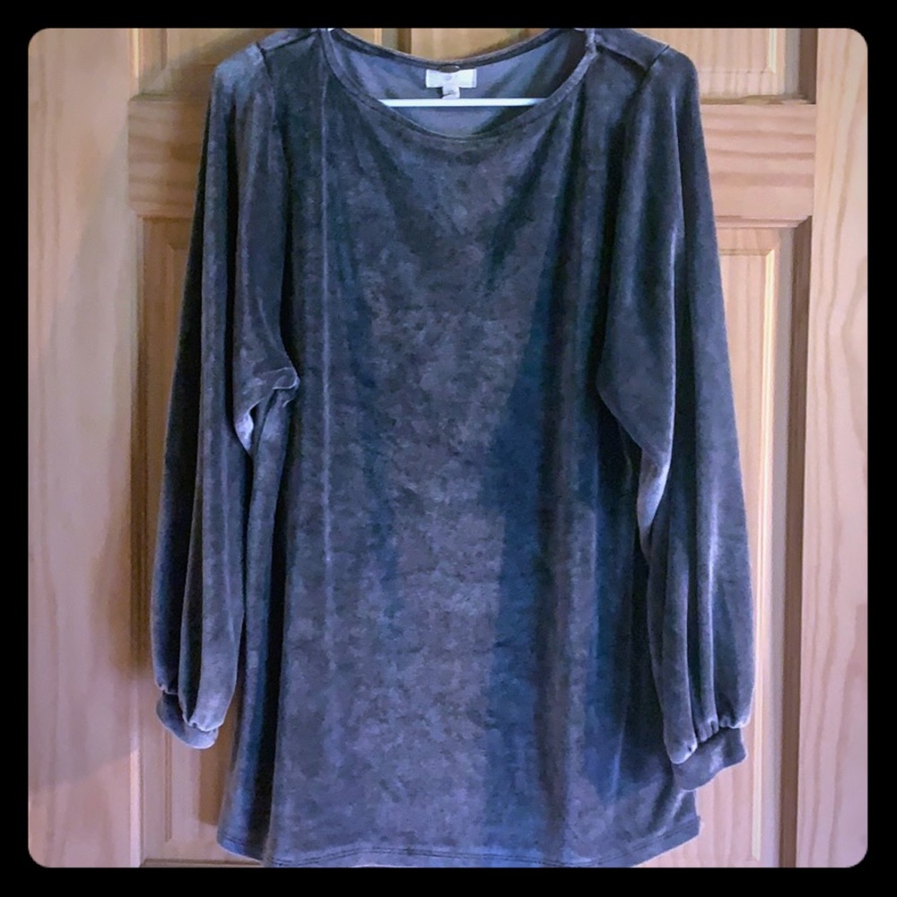 Dusty blue velvet tunic top